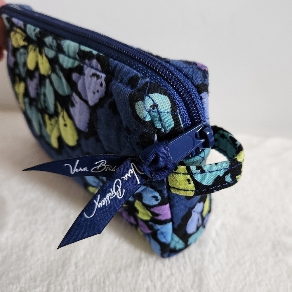 Vera Bradley Retired Indigo Pop Floral Flower Navy Blue Cosmetic Bag Pouch - Picture 7 of 9